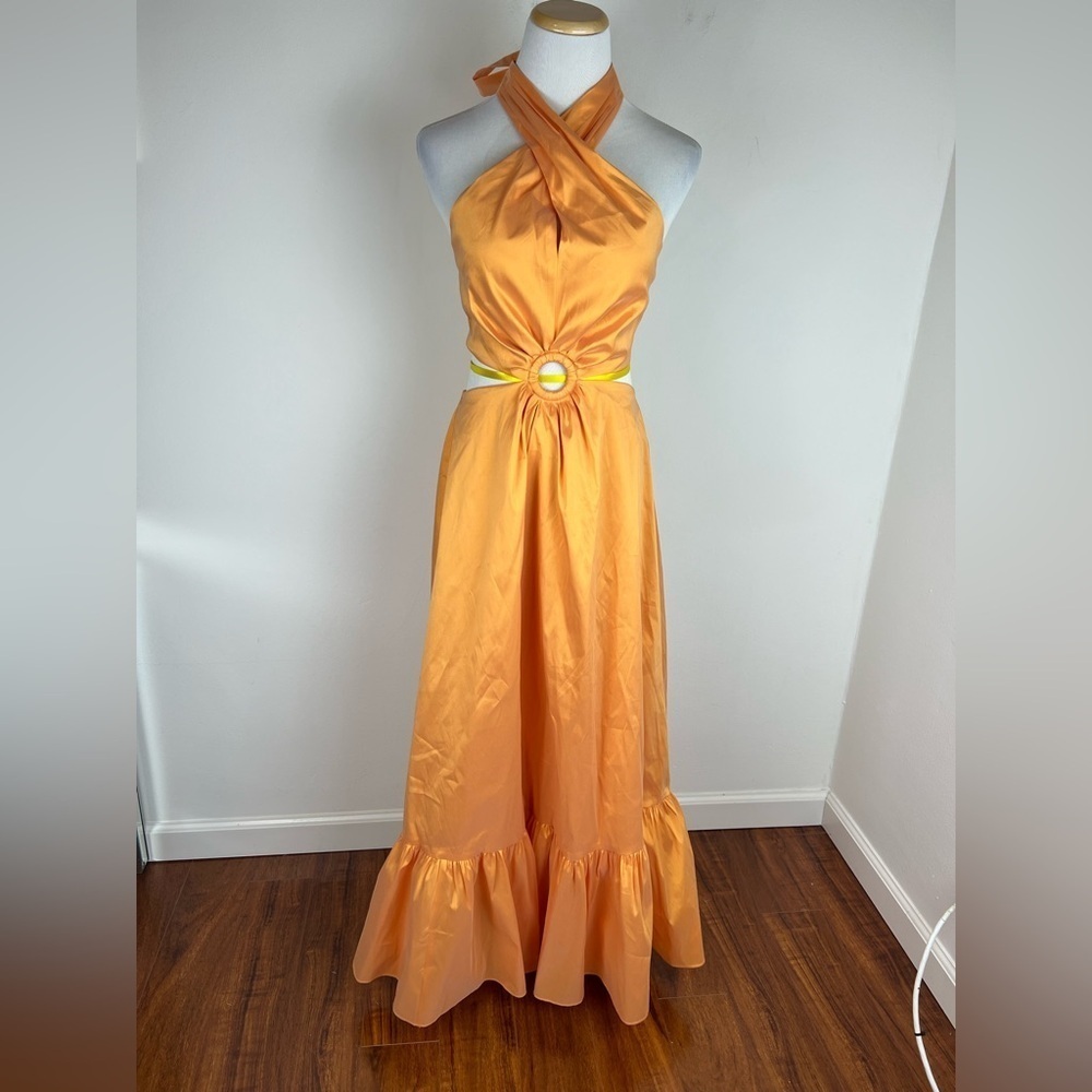 NWT J. Crew Collection taffeta O-ring cutout halter-neck maxi dress BP887 - Picture 7 of 13